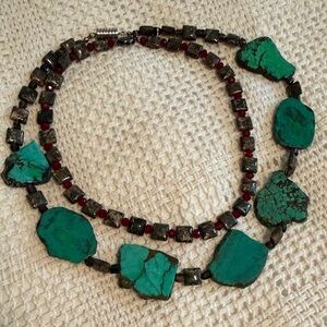2 Natural Stone Necklaces Turquoise